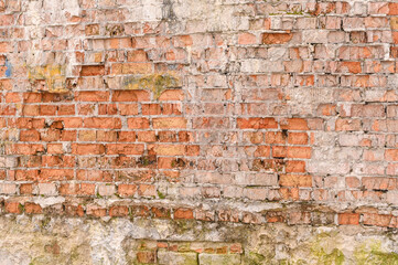 Fototapeta premium the background of an old brick crumbling wall