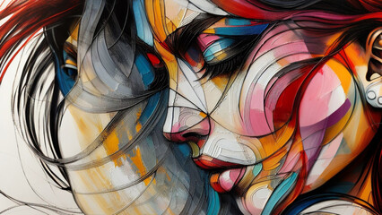 abstract background of woman face,  close up of colorful background. - obrazy, fototapety, plakaty