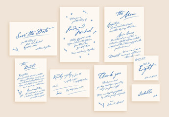 Wedding Invitation Suite Layout in Handwritten Style