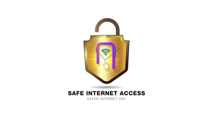 Safer Internet Day illustration banner on white background.