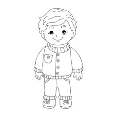 boy coloring book for children vector sketch illustration vector stroke outline graphic