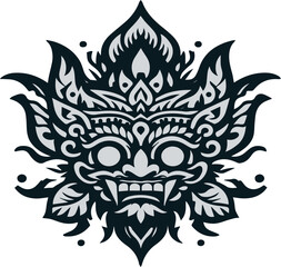 Barong traditional ritual Balinese mask vector illustration