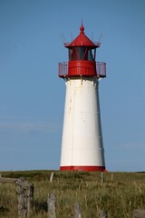 Red and White lighthouse in Sylt Germany
