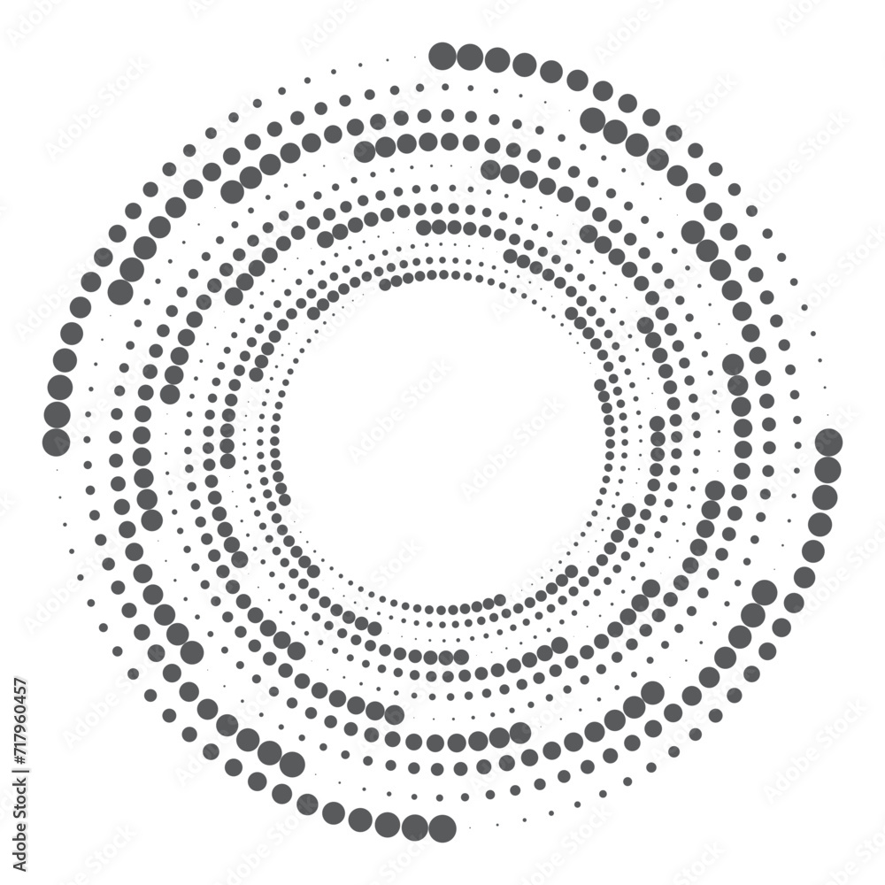 Poster halftone circular dotted frame. round dotted frame. vector rotating dotted circles design. round bor