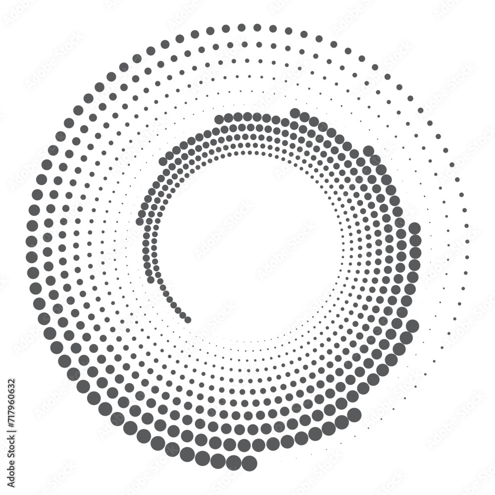 Poster halftone circular dotted frame. round dotted frame. vector rotating dotted circles design. round bor