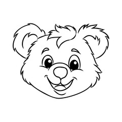 Outlined happy teddy bear raising his arms. Coloring page