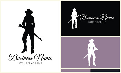 silhouette cowboy horseman logo template