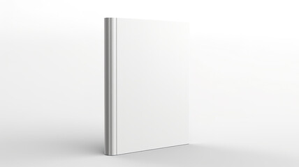 An isolated blank book cover against a stark white background