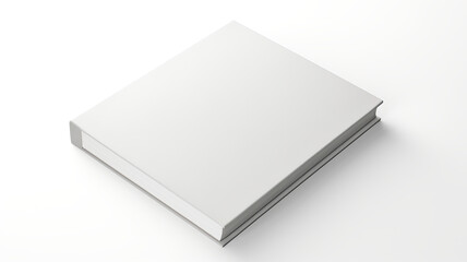 An isolated blank book cover against a stark white background