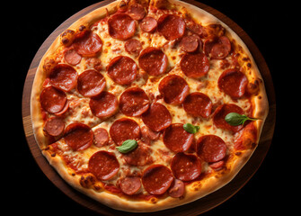 pepperoni pizza, in the style of lightbox, detailed