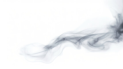 Dark cigarette smoke isolated against a blank white background