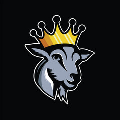 Vector Logo Illustration Goat Simple Mascot Style.