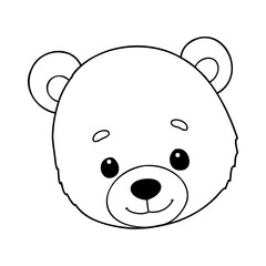 Outlined happy teddy bear raising his arms. Coloring page