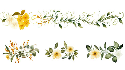 Dividers with floral design elements isolated on a white background 