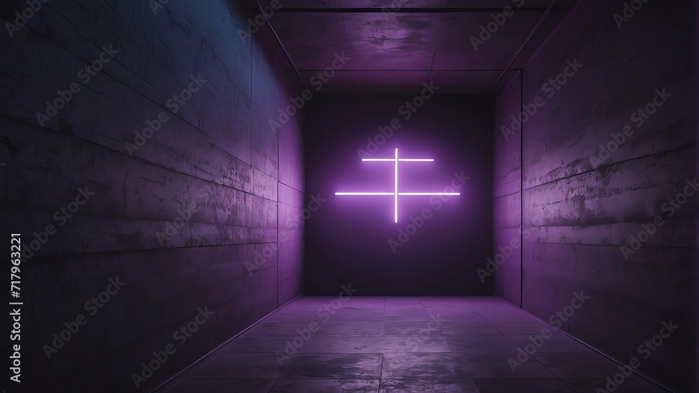 Aufkleber wall texture with abstract grainy purple background and blur unfocused illuminated by neon light fro