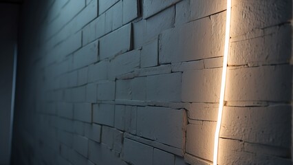 Wall texture with abstract grainy white background and blur unfocused illuminated by neon light from Generative AI