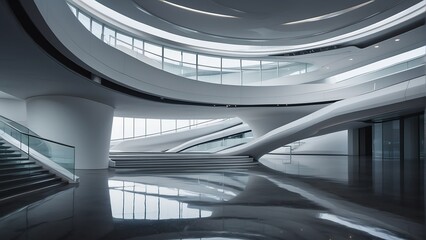 Beautiful contemporary modern futuristic building interior architecture from Generative AI