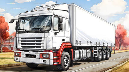 A detailed illustration of a cargo truck