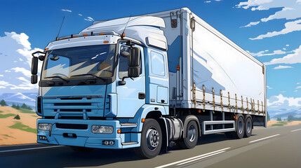 A detailed illustration of a cargo truck - obrazy, fototapety, plakaty