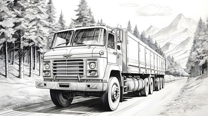 A detailed illustration of a cargo truck
