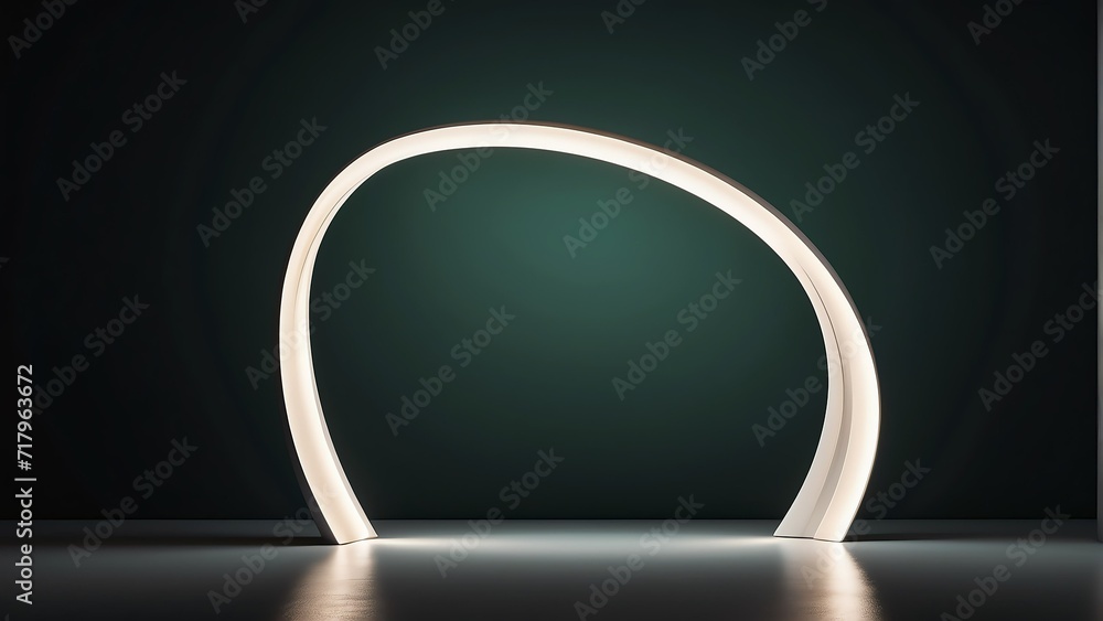 Poster minimalistic abstract bright light on a dark green background for product presentation from generati