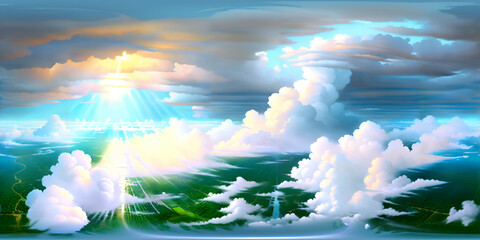 fairy panorama 360 HDRI of the landscape of mountains