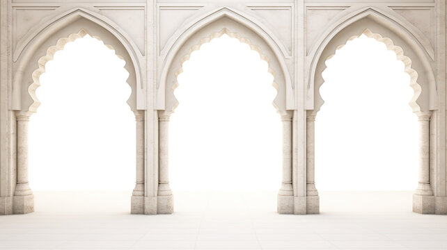 Isolated on a white background are realistic oriental arches.