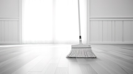 The mop in the photo on a shiny wooden floor. generative AI