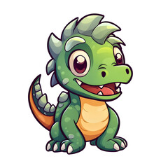 Obraz premium Cute dinosaur cartoon on transparent background.