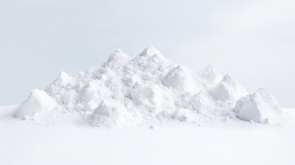 Isolated snow piles and capes against a stark white background