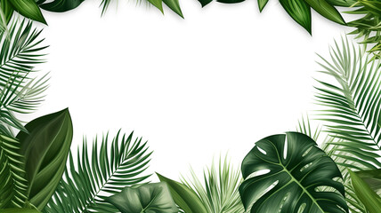 Fototapeta na wymiar Realistic tropical leaves and palm branches isolated on a white background