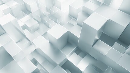 Seamless Geometric Design: Abstract 3D Cube Pattern with Gray Tones and Light Elements for Business...