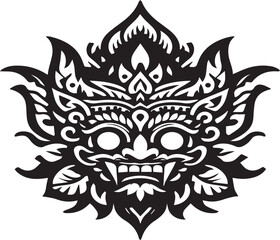 Barong traditional ritual Balinese mask vector illustration