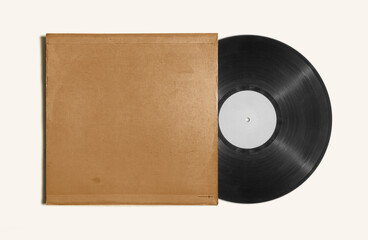 Vinyl Record Album EP Cover Texture Mockup. Realistic paper overlay with worn edges and damage -...