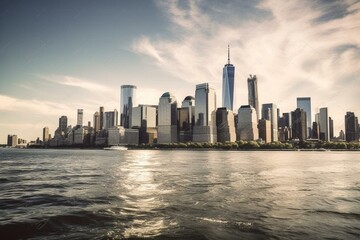 Cityscape of Manhattan against a white background. Generative AI
