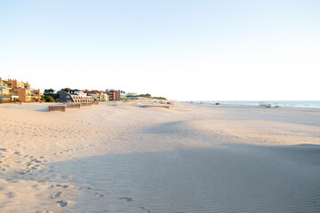 Beautiful morning of summer in the beach. Mar Azul, Argentina.