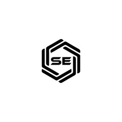 SE logo. S E design. White SE letter. SE, S E letter logo SET design. Initial letter SE linked circle uppercase monogram logo. S E letter logo SET vector design. SE letter logo design five style.	
