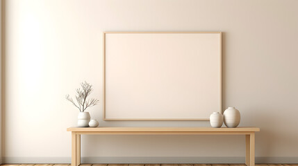 Large canvas mockup template front view of canvas mockup,,
Horizontal wooden frame mockup in scandinavian farmhouse living room interior