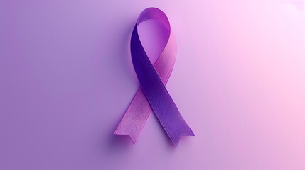 World cancer day inscription. healthcare and medicine concept - Purple cancer awareness ribbon on isolated white background. 4 february day, Bright color, ultra realistic, generative ai - obrazy, fototapety, plakaty