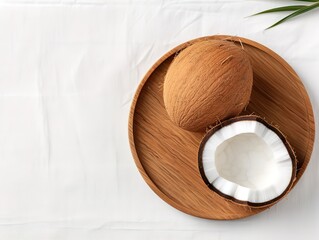 Fresh coconuts in the photo on a white background. generative AI