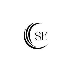 Obraz premium SE logo. S E design. White SE letter. SE, S E letter logo SET design. Initial letter SE linked circle uppercase monogram logo. S E letter logo SET vector design. SE letter logo design five style. 