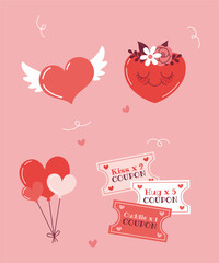 Flat valentines day elements collection