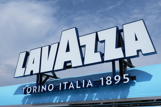 Shanghai,China-May 20th 2023: LAVAZZA coffee store brand logo sign. Italian coffee company 