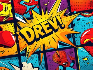 Blank colorful comic abstract background template
