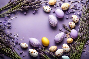Celebrating the Festival of Easter with Joyful Ovations and Delightful Revelry, Featuring The Most Perfect and Best Collection of Colorful Eggs, With Ample Copy Space for Your Easter Wishes.