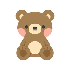 cartoon cute bear brown flat