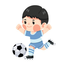 little kid boy play football