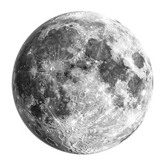 Full moon with black spots isolated over white background