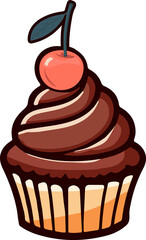 chocolate cupcake with cherry vetor