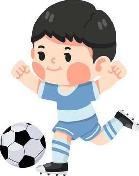 little kid boy play football